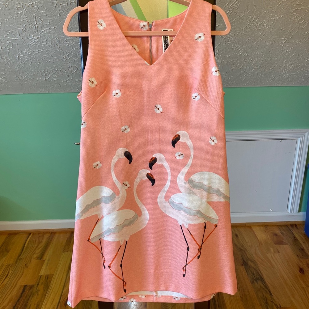 JULIAN TAYLOR New York Pink Flamingo Dress Size 10